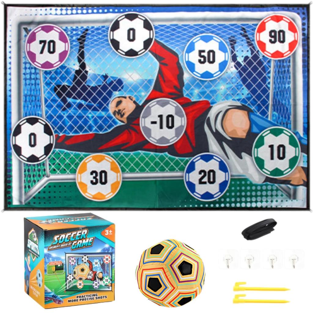 Donaly Soccer Target Game with Soft Ball, 150cm Wide Goal Mat, Wall-Mounted, Kids' Soccer Toy, Indoor Play, Strikeout (Yellow)