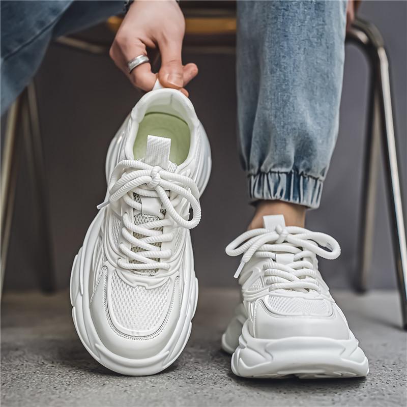 Модные кроссовки мужские зеленые прогулочные туфли на платформе мужские удобные уличные — фото 10