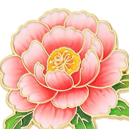 Flower Gods Brooch, Metal Pin Badge with UV Printed, Peony Plum Blossom Design Lapel Pin for Hanfu And Chinese Style Wear