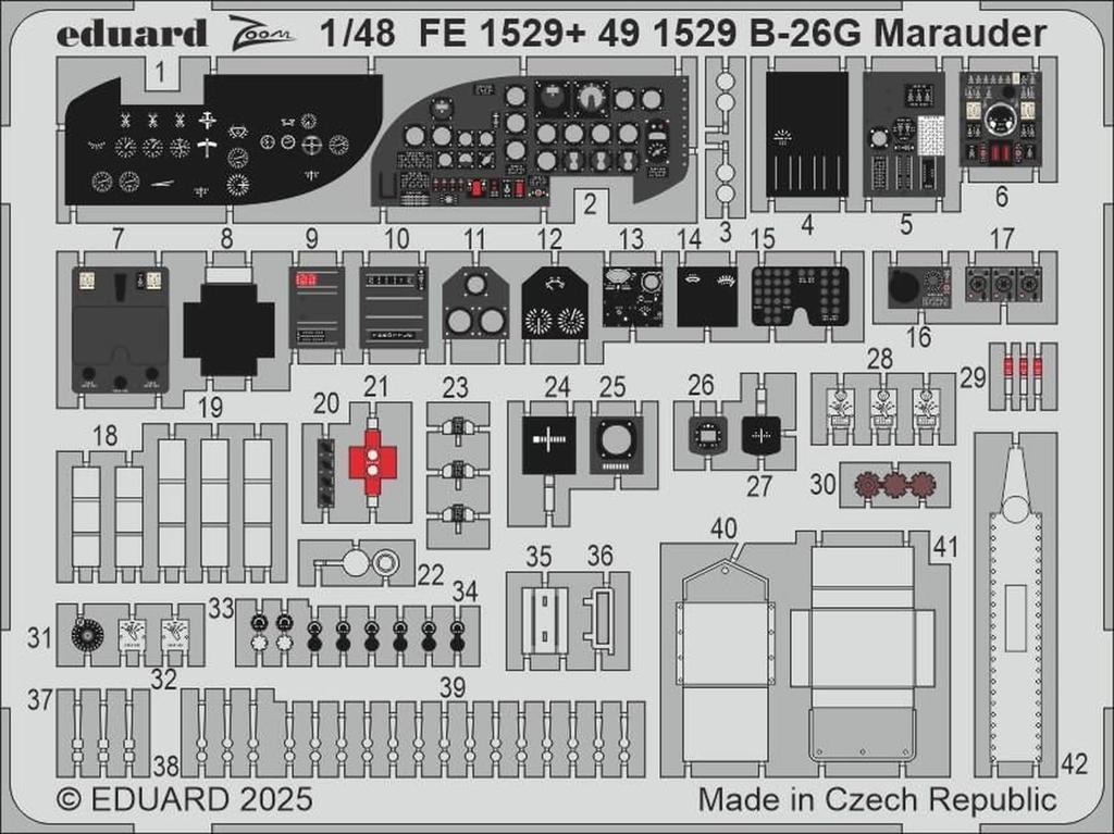 Eduard 1/48 Zoom B-26G Marauder Etching Parts (for ICM) Plastic Model Kits EDUFE1529 (Airplane)