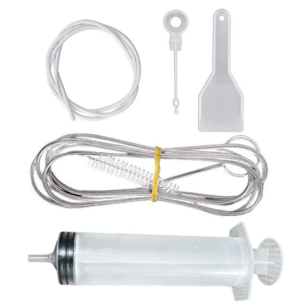 Refrigerator Drain Clean Brush Kit Wash Brush Suction Syringe 115cm Hose Fridge Drain Hole Cleaner Stick Dredge Anti Clogging