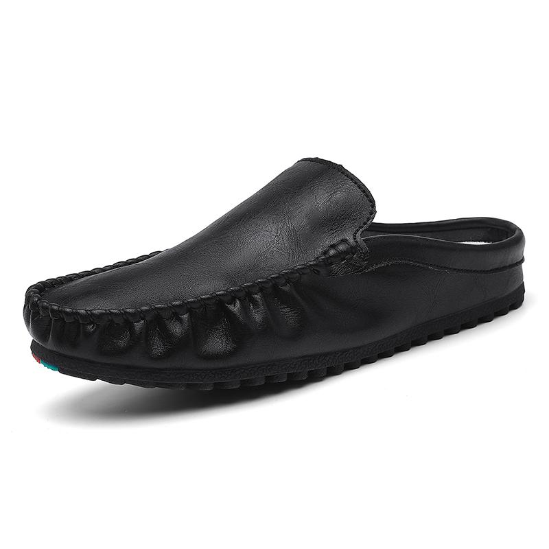 

2026 Big Size 45 46 Mules Mens Backless Loafers Slippers Half Shoes For Men Slide Closed Toe Sandals Man Semi-Drag Casual Shoes 39