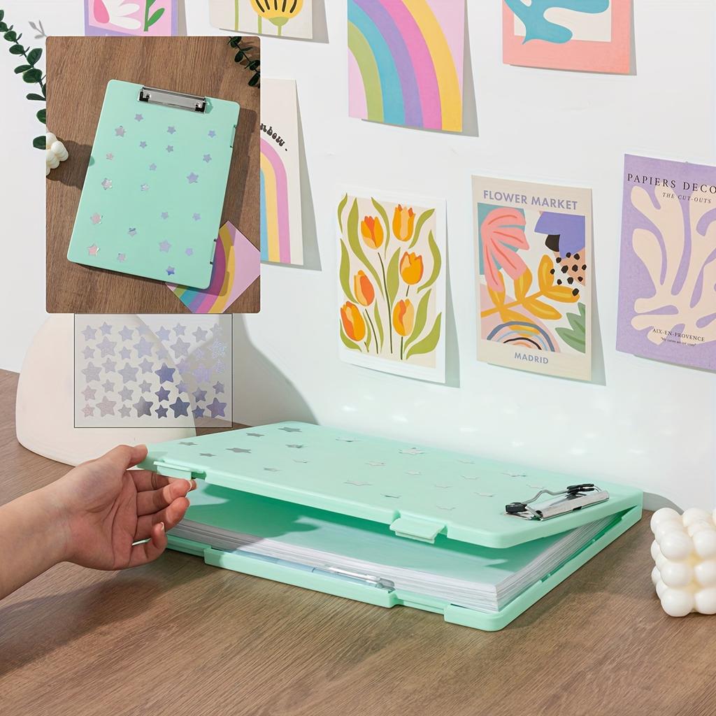 Large-Capacity A4 File Organizer with Clipboard - Durable PP Material,Multi-Functional Document Holder for Students & Office Use