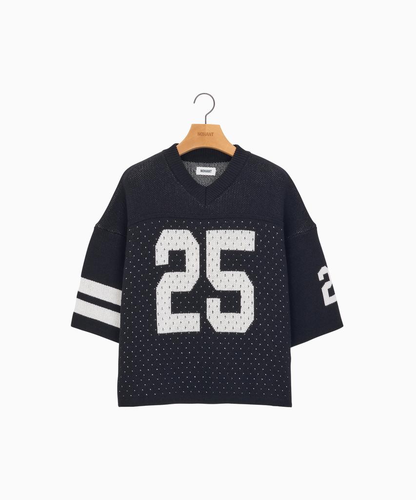 NOHANT 25 Jacquard Short Sleeve Knit Navy