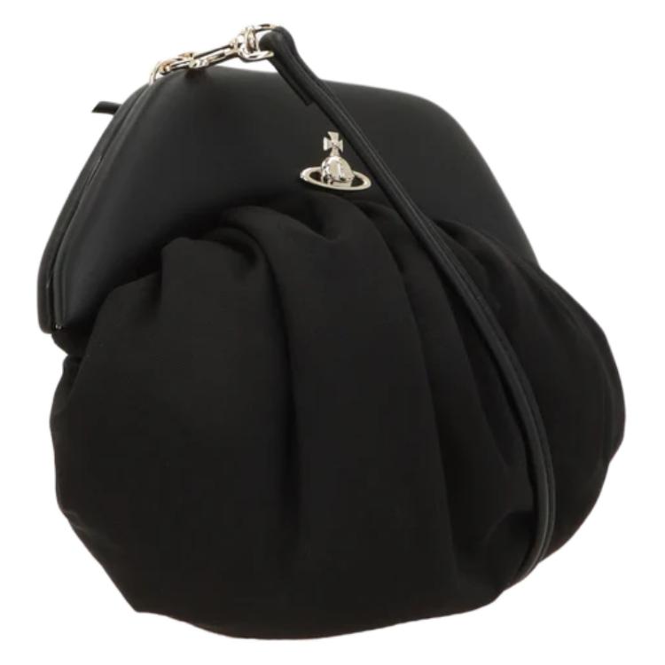 VIVIENNE WESTWOOD Orb Logo Platinum Hardware Leather Clutch Women Clutch Black 49030001WW01F4N401