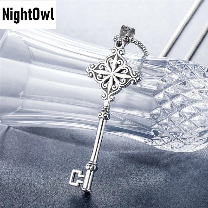 

Cool Gothic Mens Stainless Steel Hip Hop Key Pendant Necklace Men Silver Chain