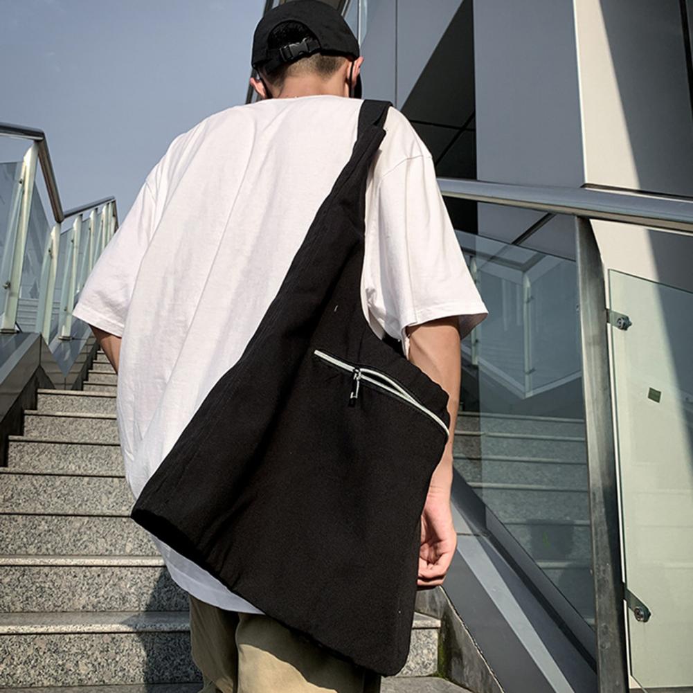Men Waistcoat Bag Adjustable Shoulder Straps Zipper Pockets Cargo Tops Canvas Bag Vest-Style Backpack with Large Capacity