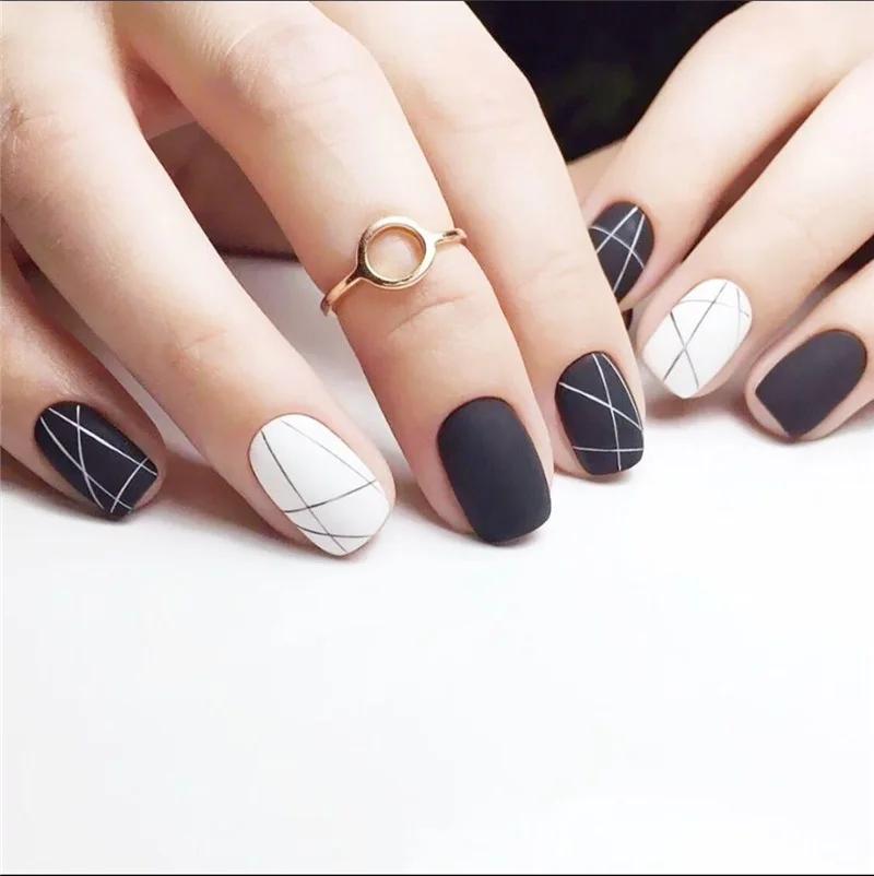 24Pcs French Lemon Yellow Full Cover Coffin False Nails With Glue Seamless Removable Press On Nail Tips For Women