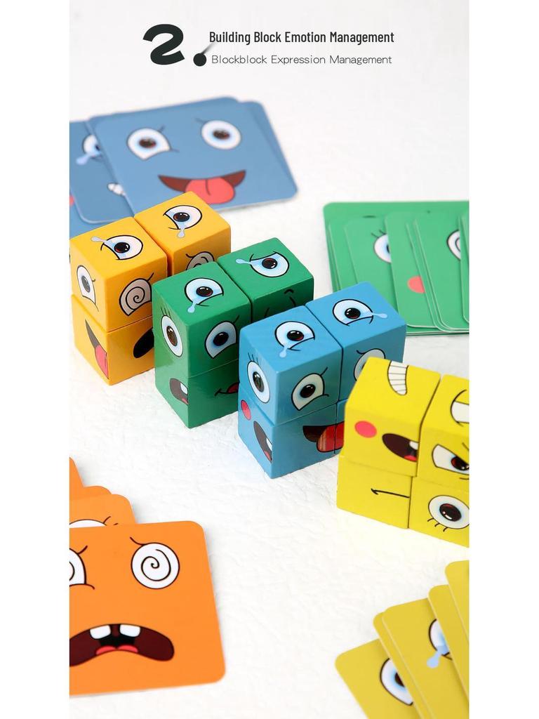Face-Changing Magic Cube Building Blocks: Educational Wooden Toy for Kids