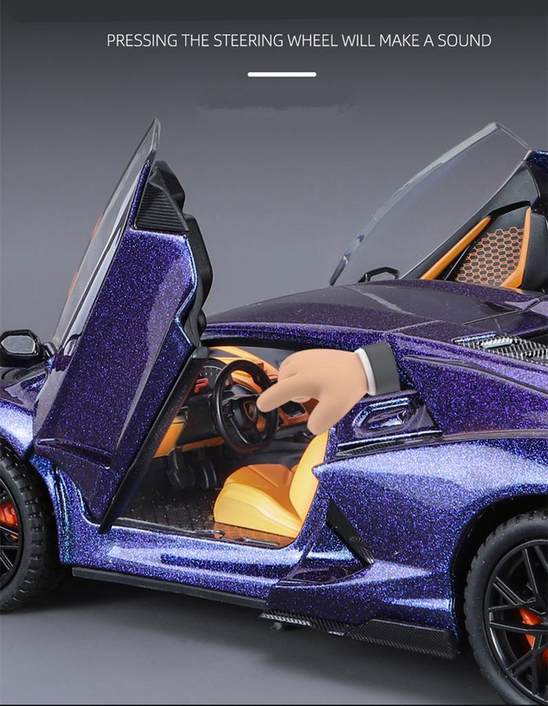 1/24 Lamborghini Revuelto Alloy Sports Car Model Diecast Metal Toy Racing Super Car Vehicles Model Sound and Light Simulation Childrens Gift