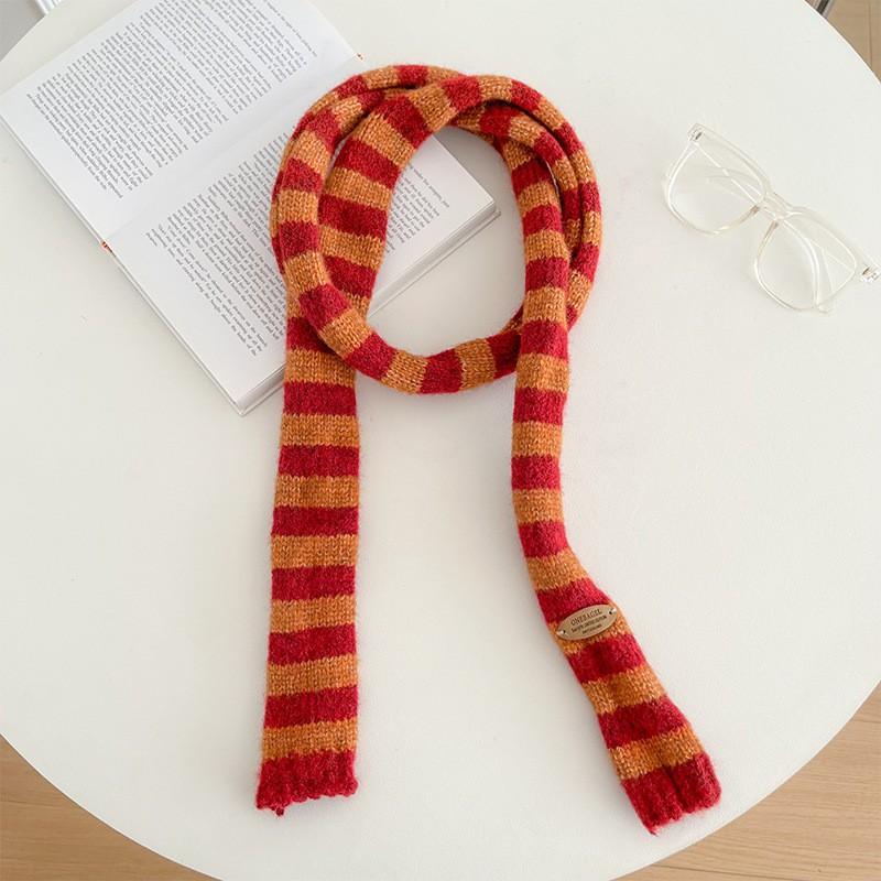Handcrafted Knit Colorblock Scarf Unisex Japanese Minimalist Chic Wrap Warm Winter Accessory 170cm