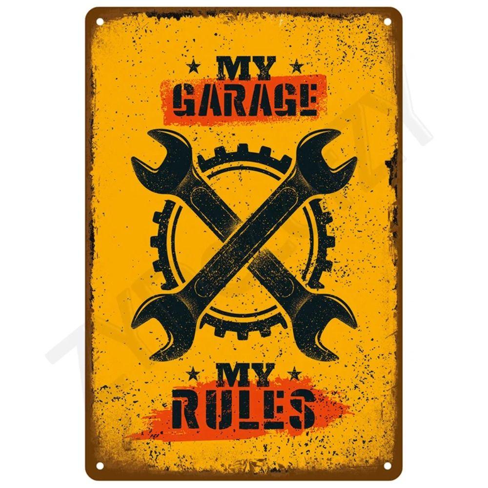 Garage Bar Metal Wall Sign, Auto Interior Decor Plaque 20x30cm