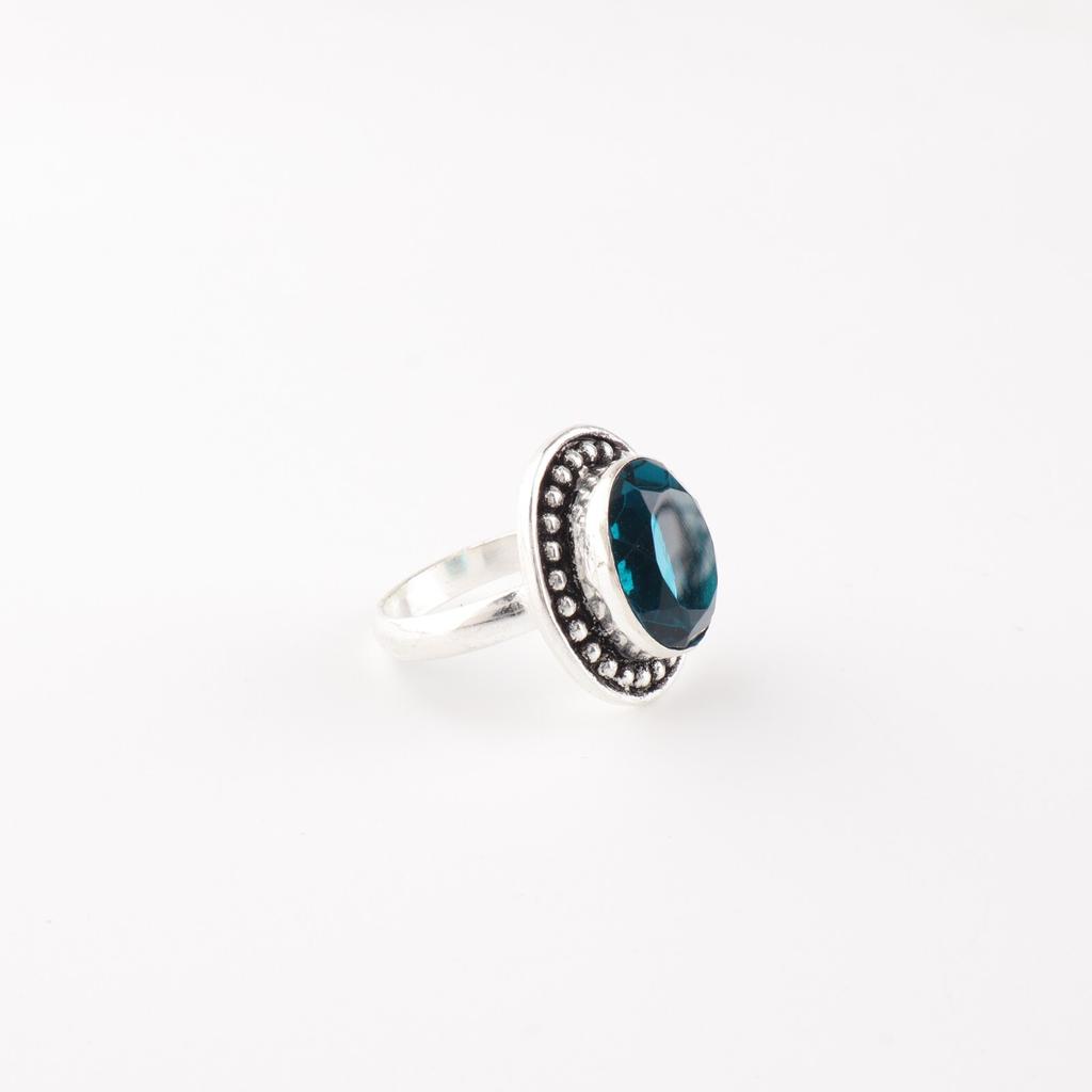 Blue Apatite Gemstone 925 Sterling Silver Handcrafted Jewelry Engagement Ring RR-62-4