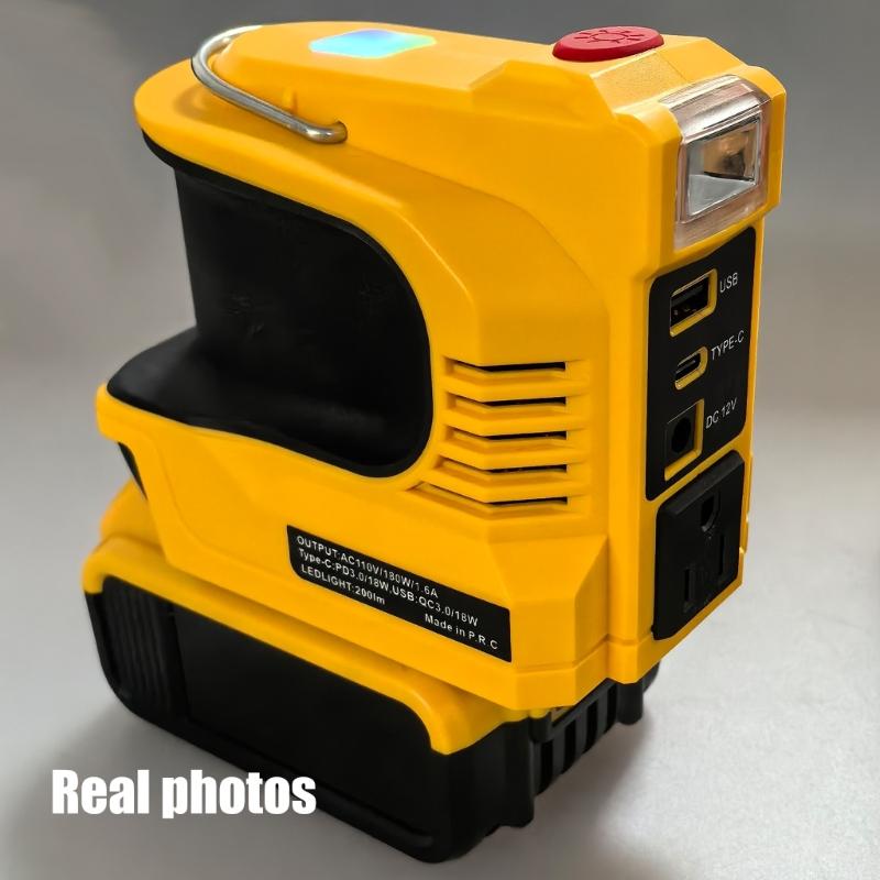 Lightweight 220W Power Inverter with LED Work Light Easy Carry  Power Stations Emergency Backups  Power for 18V Battery