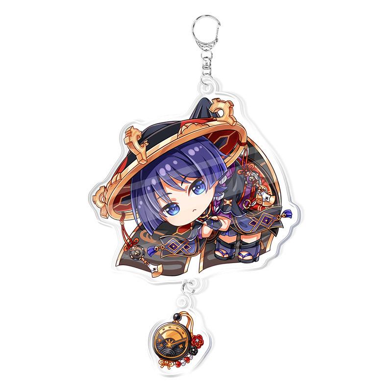 Game Genshin Impact Keychains Acrylic Model School Bag Jewelry Keychian Metal Holder Key Ring For Children Girl Men Accessories