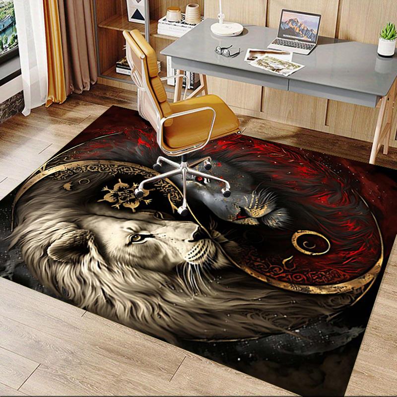 1PC Lion Yin Yang Non-Slip Floor Carpet Compatible for Office&Living Room&Bedroom&Dining room - Flat-Weave Machine-W241