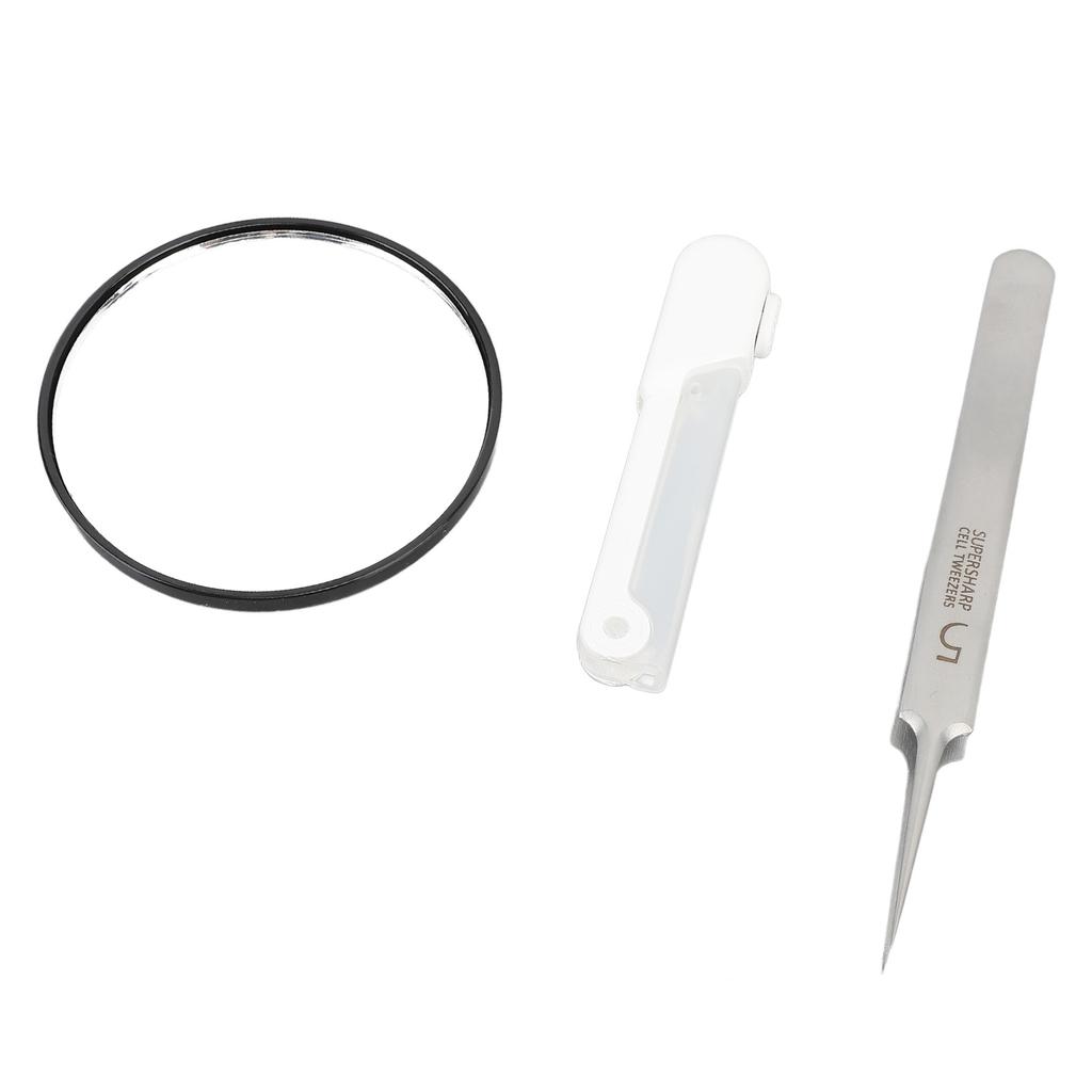 Blackhead Tweezers with LED Light 5X Mirror Pointed Precision Popping Removing Tools Stainless Steel Blackhead