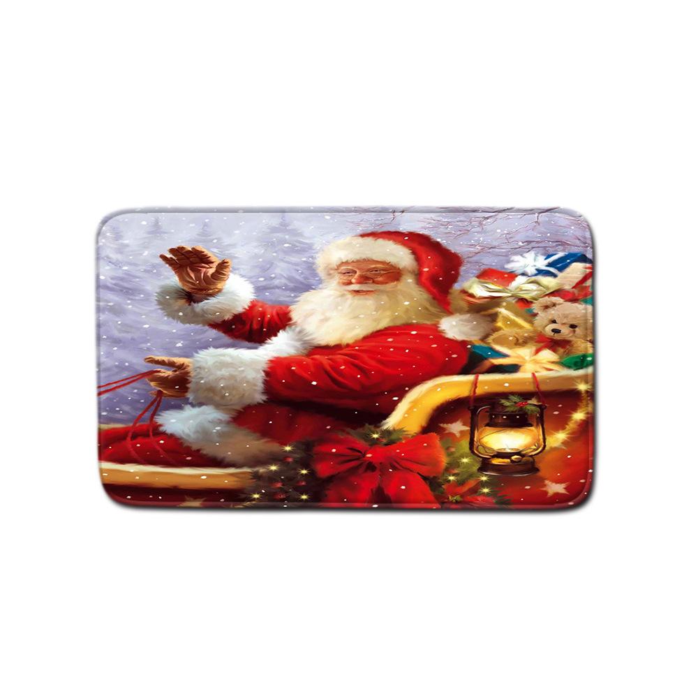 Christmas Shower Curtain Floor Mat Combination Four-Piece Set Bathroom Toilet Carpet Shower Room Mat Foot Mat