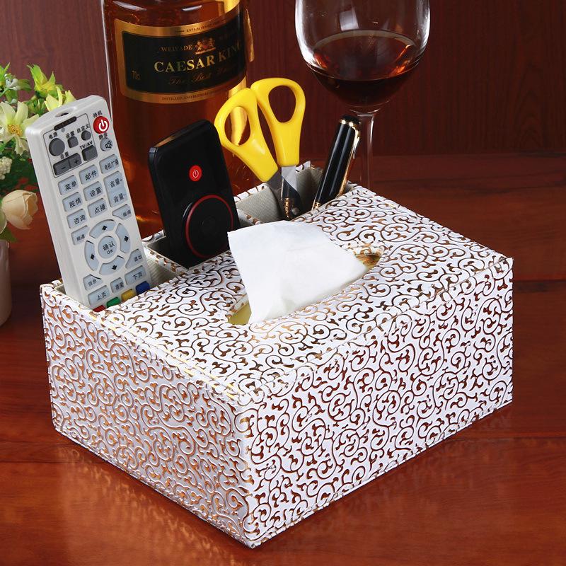 Hotel PU Leather Tissue Box & Remote Holder - European Style Multifunctional Organizer