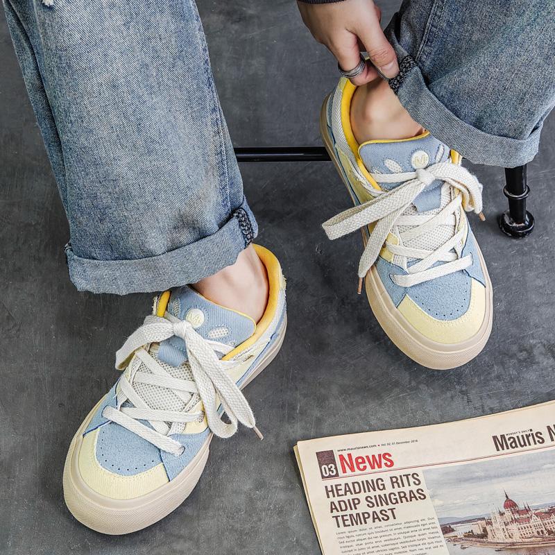 Students Skateboard Sneakers Men Blue Platform Mens Skateboarding Shoes Non Slip Streetwear Casual Sports Shoes Men