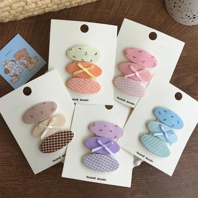 3 teil/satz Süße Nette Kinder Mädchen Haar Clip Mode Bogen Kirsche Plaid Stil Haar Pin Schöne Stoff Bang Seite Clip Kawaii mädchen Headwear