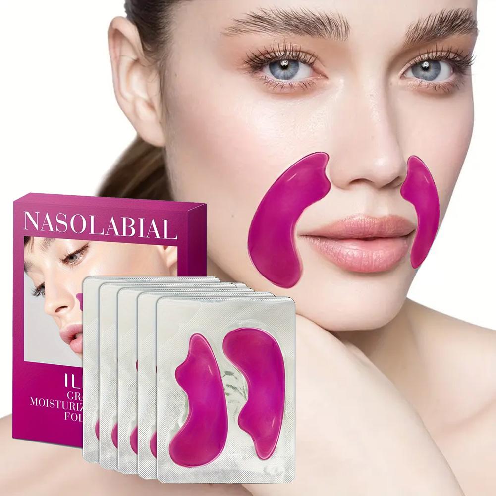 1/3/5 paires d'autocollants de lifting au collagène et à l'acide hyaluronique raffermissent, hydratent la peau ridée, réduisent les ridules et repulpent les coins du visage Soins de la peau