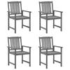 Garden Chairs with Cushions 4 Pcs Grey Solid Acacia Wood