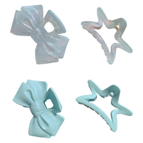 Hair Claw Transparent Jelly Color Bow Tie Star Design Shark Clip Back Head Large Hair Clip Hair Accessory