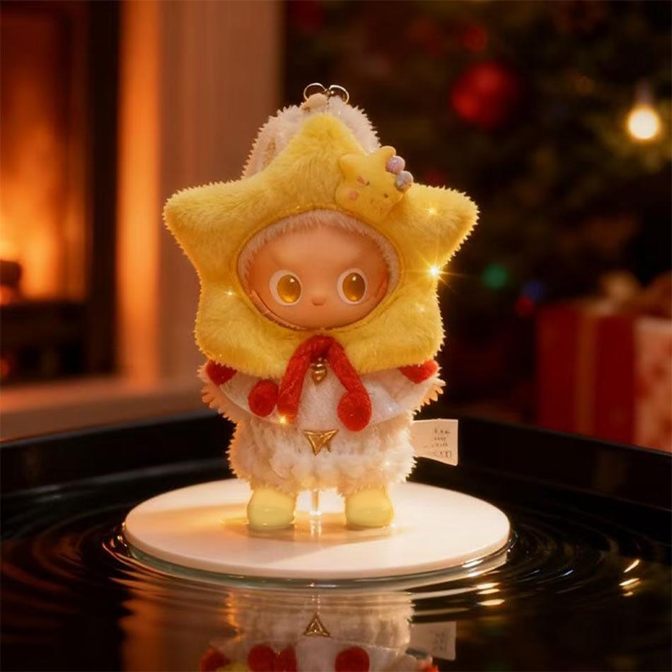 Mini Star Christmas Tree Headgear Clothes For 10Cm Labubu The Monsters Pin For Love Series For Labubu V4 Doll Cloth Accessories