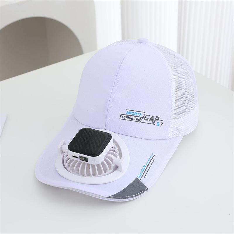 Summer Solar Charging Fan Hat Outdoor Shading Sun Protection Half Net Extended Brim Men's and Women's Alphabet Baseball Cap