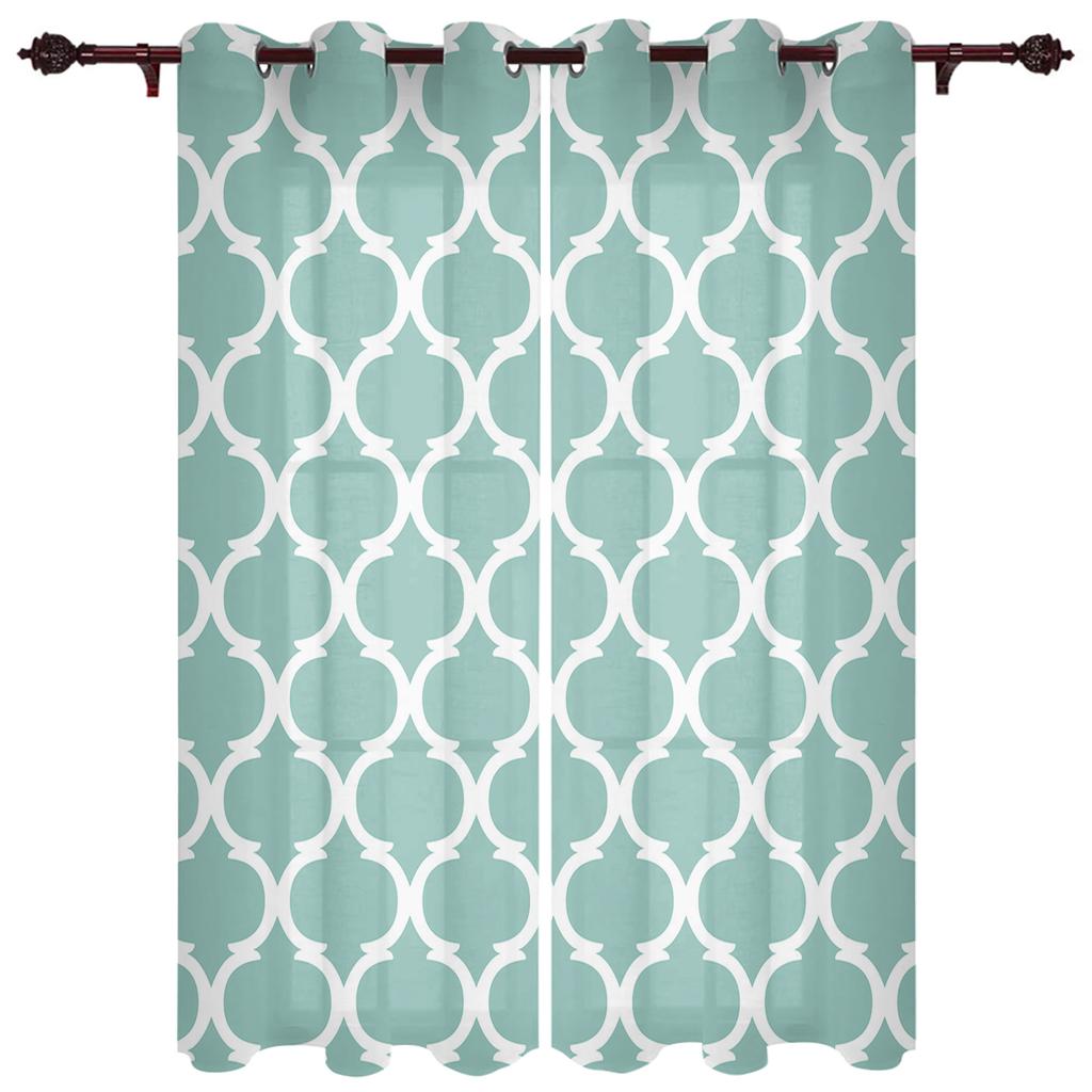 Teal Turquoise Morocco Geometry Curtains for Bedroom Living Room Drapes Kitchen Children's Room Window Curtain Modern Home Decor
