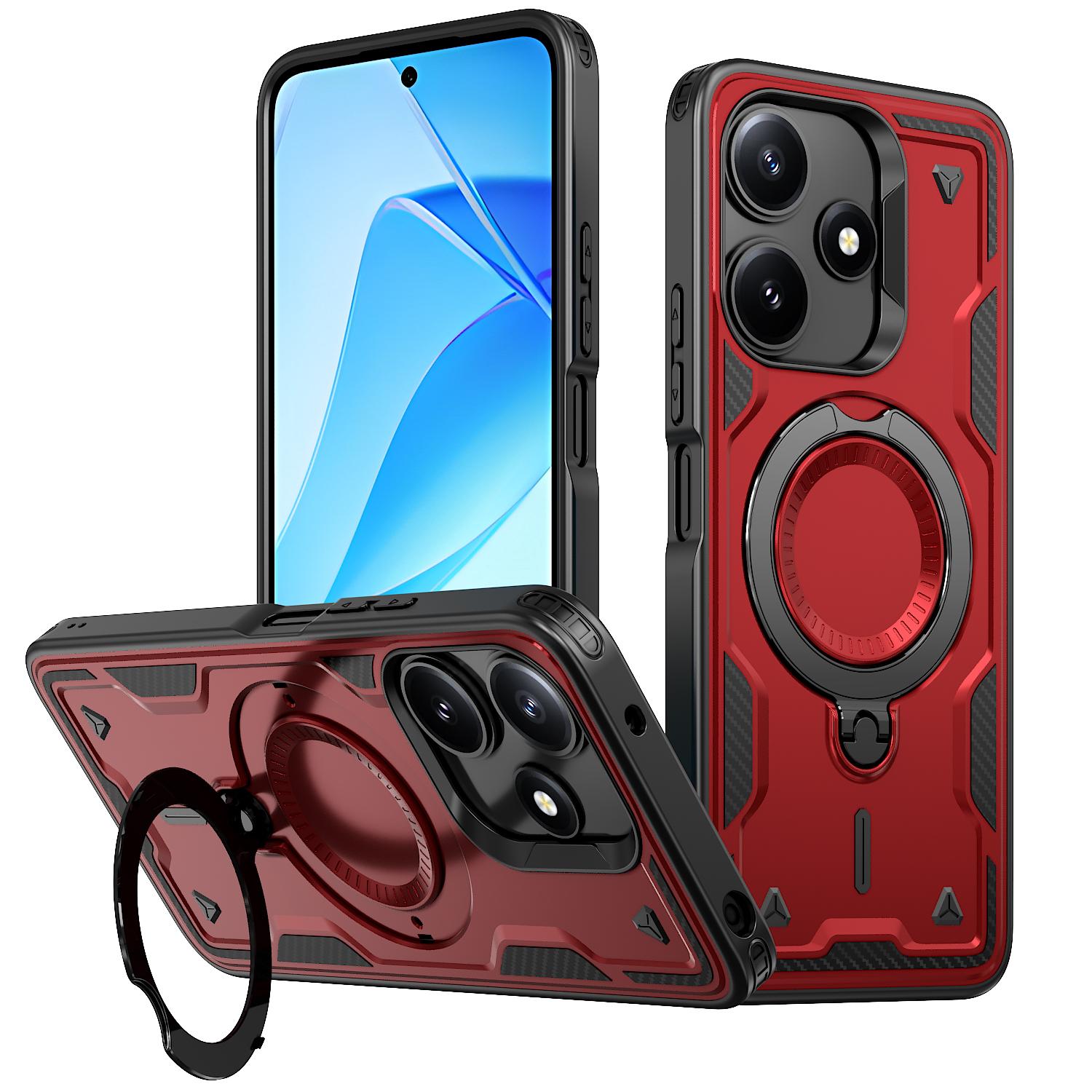 

For Xiaomi Poco M6 Pro Plus C65/Redmi 13C/Redmi 13 12/Note 13R 12R Rotating magnetic ring holder, phone case protective cover Mi Poco M6 Plus 5G