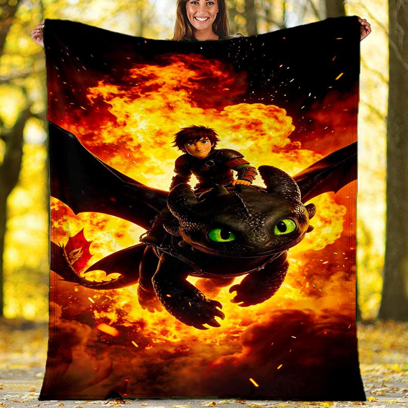 Dragon Theme Printed Blanket Perfect For Couch Bed Travel Outdoor Use Machine Washable Cozy Durable