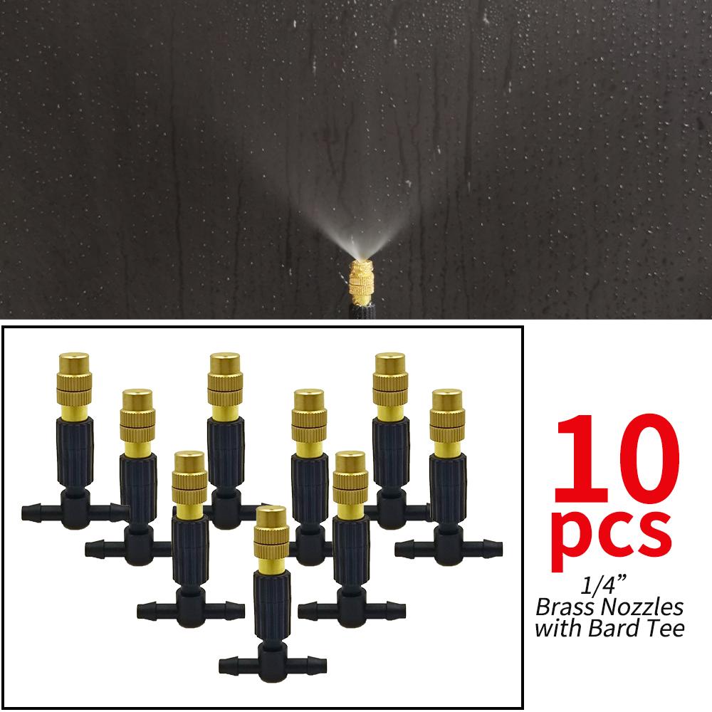 Oasis 5M-30M Garden Irrigation Outdoor Misting Cooling System Watering 1/4'' Brass Atomizer Nozzles 4/7mm Hose Patio Greenhouse