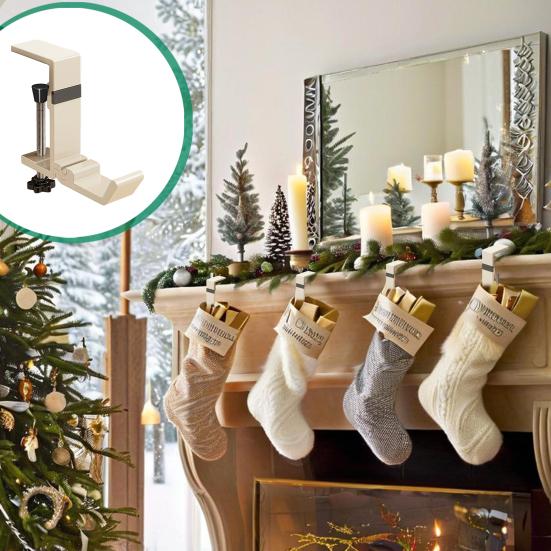 1/2Pcs Fireplace Stocking Holder Metal Christmas Wreath Hanging Rack Strong Load-bearing Adjustable Design Garland Hook Mantel Hanger