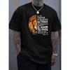 European Sizes A Men'S Summer Casual T-Shirt Featuring a Round Neck, Adorned with a Mighty Lion Print And Spanish Motivational Phrases