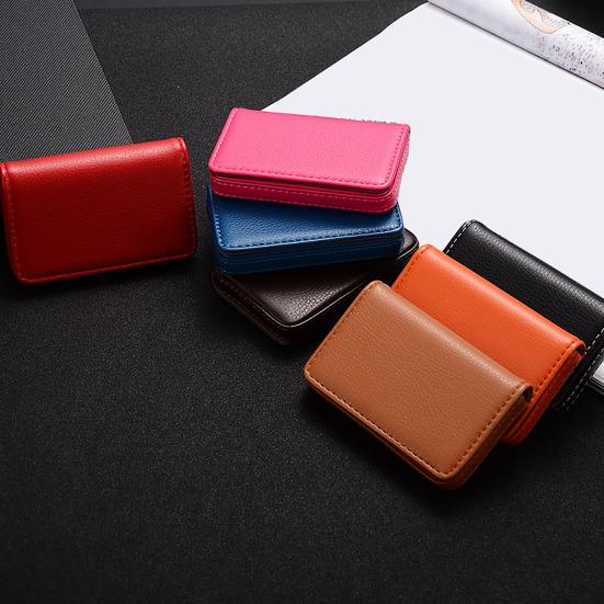 Faux Leather Business Card Holder with Magnetic Closure Slim Compact Size Portable Business Card Carrier Name Card Organizer