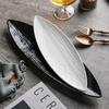 Long Japanese Leaf Plate, Sashimi Snack Sushi Plate, Commercial Ceramic Long Platter, Restaurant and Hotel Cooking Cutlery