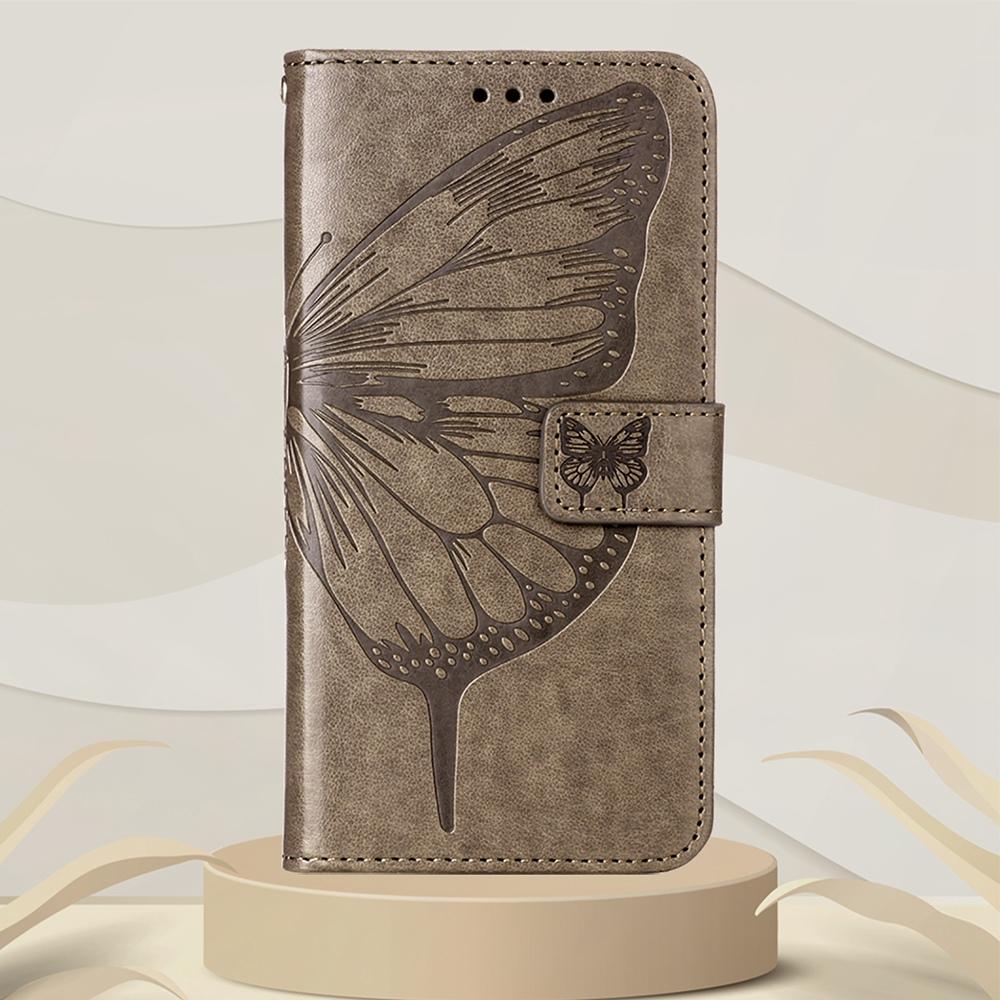 For TECNO Pop 5 LTE 4G Wallet Case with Wrist Strap Butterfly Imprint Leather Phone Cover