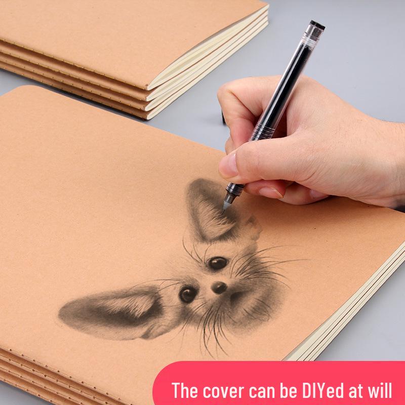 16k Simple Cowhide Paper Stitched A4 Large Lined B5 High School Blank English Grid Notebook