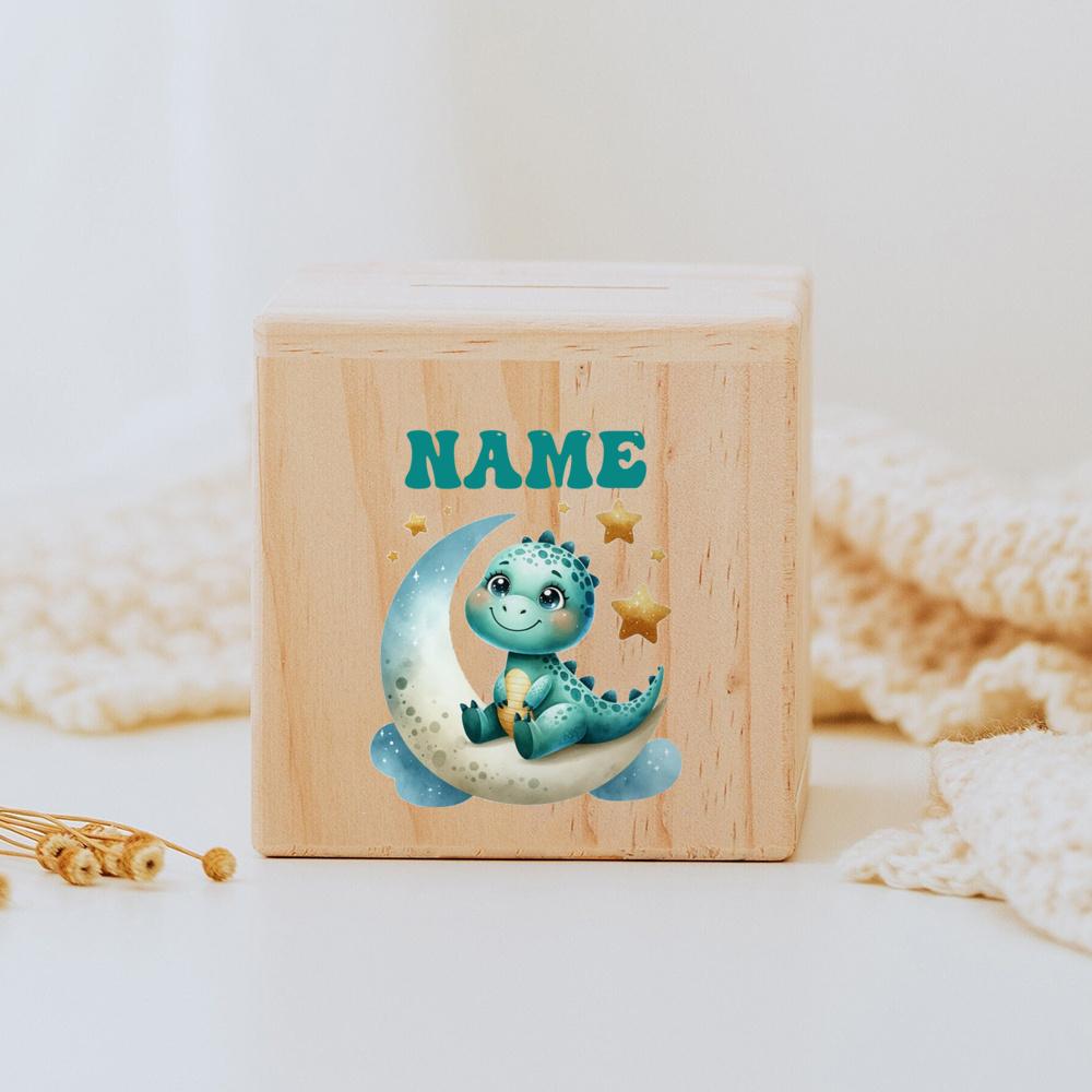 Personalized Money Box Unicorn Dinosaur with Name Money Boxes Wooden Coin Bank Birthday Holiday Gift for Kids Coin Collection