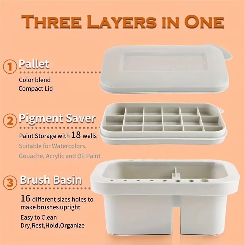 1 Pc Three-in-one Multi-functional Pen Wash Case, Can Be Used As a Color Palette, Paint Box, Easy To Use Art Tool Set