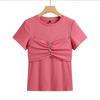 2026 Spring/Summer Butterfly Bead Slim-fit T-shirt: New Arrival, Fashionable Solid Color, Short Sleeve, Korean Style Top.