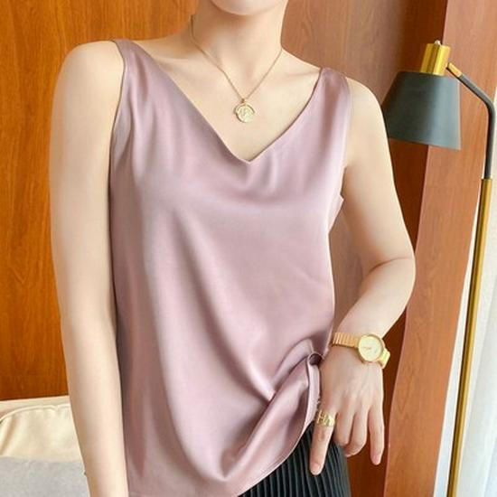 Plus Size Satin Acetate Silk Camisole for Women - Versatile Base Layer or Outerwear