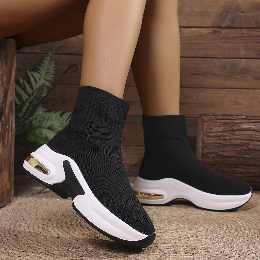 Autumn Fly-Woven Casual Breathable Socks Boots Large Size Thick-Soled Muffin Sports Sleeve Elastic Short Boots Women
