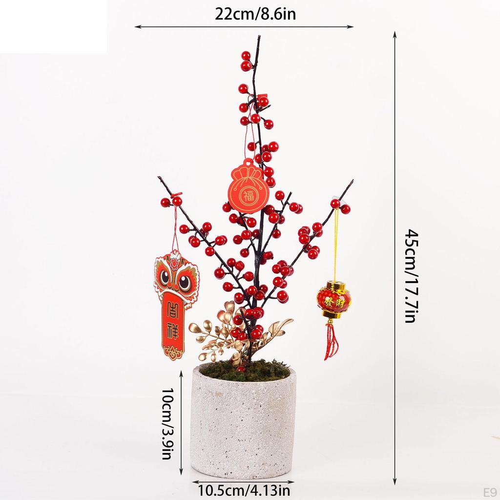 Artificial Potted Flower Bonsai Chinese Year Ornaments for Garden Dining Room