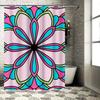 Brightly Colored Mandala Shower Curtain Pink, Blue Green Watercolor Floral Design for Bathroom Decor Large Size (72x84inches)