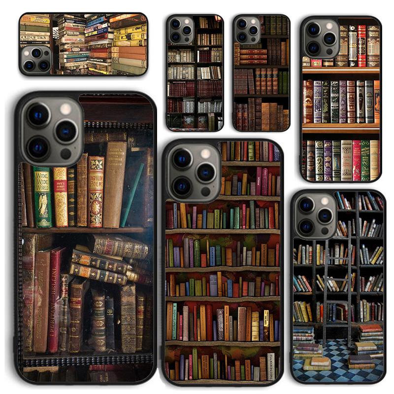 Vintage Book Library Book Shelf Phone Case for iPhone 17 Air 16 15 14 12 13 PLUS 11 PRO MAX Cover Fundas Shell