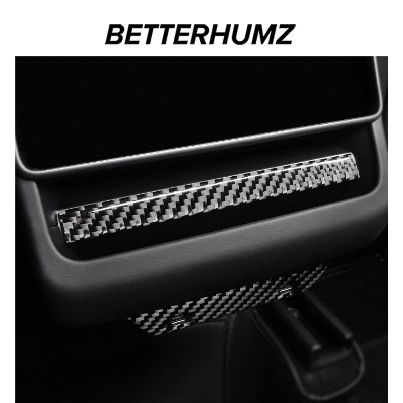 For Tesla Model Y Juniper 2026 Model 3 Highland 2026 Carbon Fiber Rear Air Vent Outlet Trim Stickers Car Interior Accessories