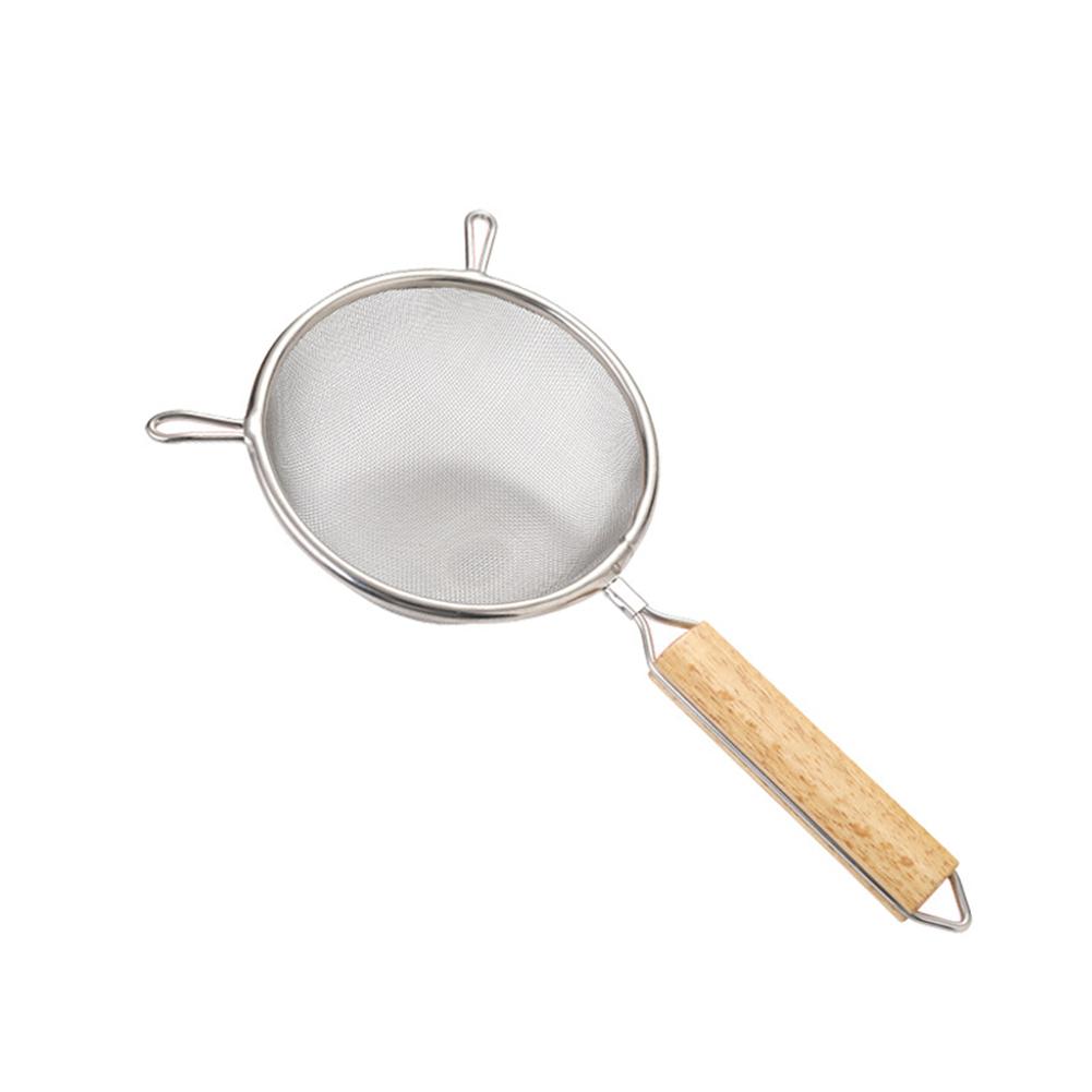 

Деревянная ручка из нержавеющей стали, мелкоячеистый фильтр для масла, многофункциональный фильтр, сетка, дуршлаг, сито для муки, кухонный инструмент для выпечки 14CM